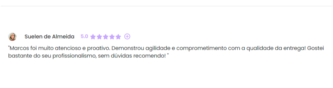 Avaliação de Suelen de Almeida — 5 estrelas