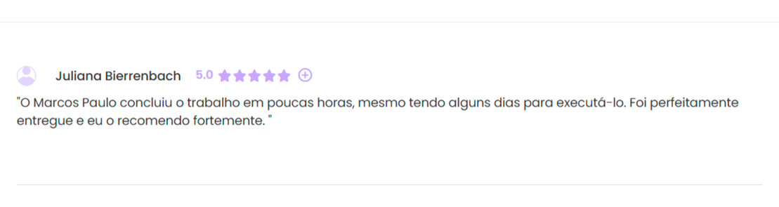 Avaliação de Juliana Bierrenbach — 5 estrelas